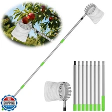 6.6 FT Fruit Picker Tool with Stainless Steel Pole and Soft Cloth Basket – Li