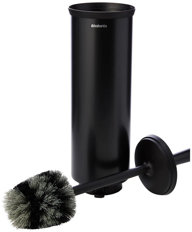 Cepillo y soporte de inodoro de perfil (negro) inodoro independiente/montado en la pared... Foto 4 de 4