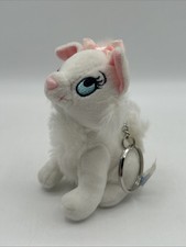 Disneyland Parks The Aristocats Marie White Plush Cat Keychain w/ Pink Bow