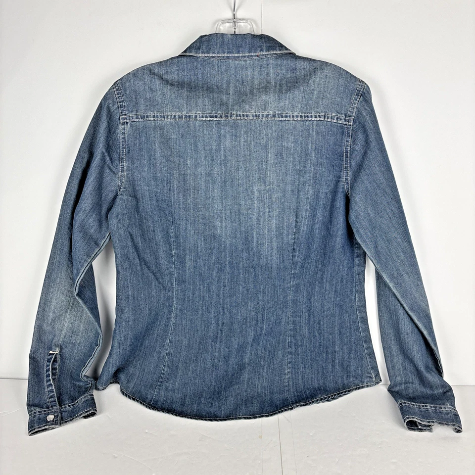 XXI Premium Denim Women’s Snap Front Denim Shirt Blue Long Sleeve L/G - Image 2 of 4