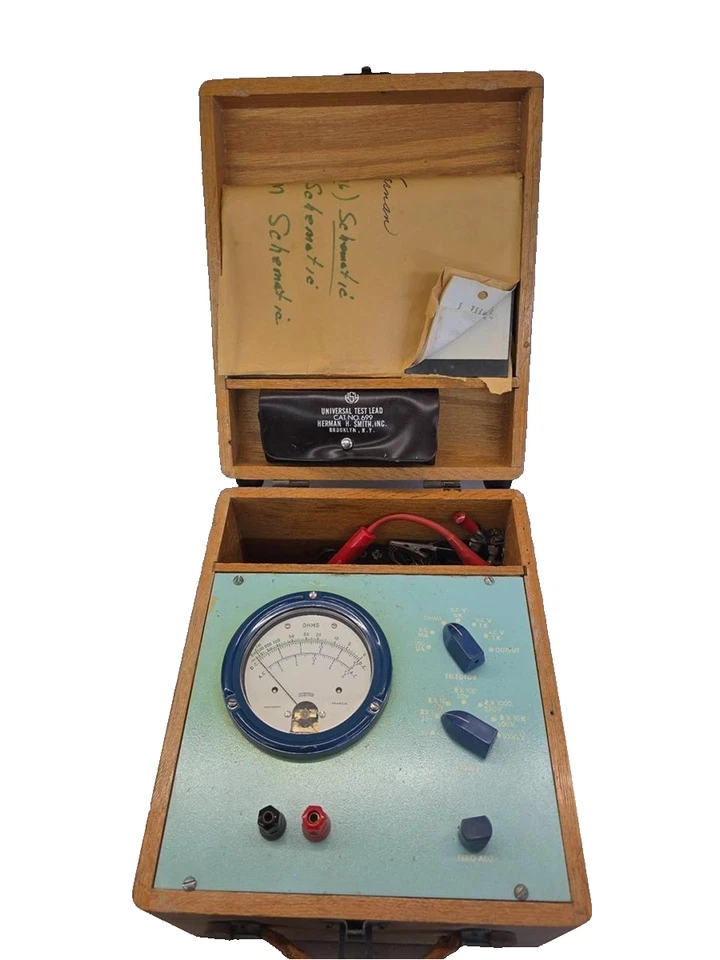 Tubo de vacío Knight VTVM medidor de voltios/ohmios de colección con manual/cables/más/bonito estuche de madera Foto 2 de 4