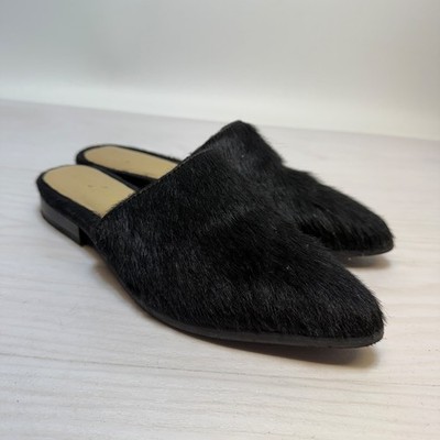 Diba True High Up Pony Hair Mule Black Womens Size 7M Pointed Toe