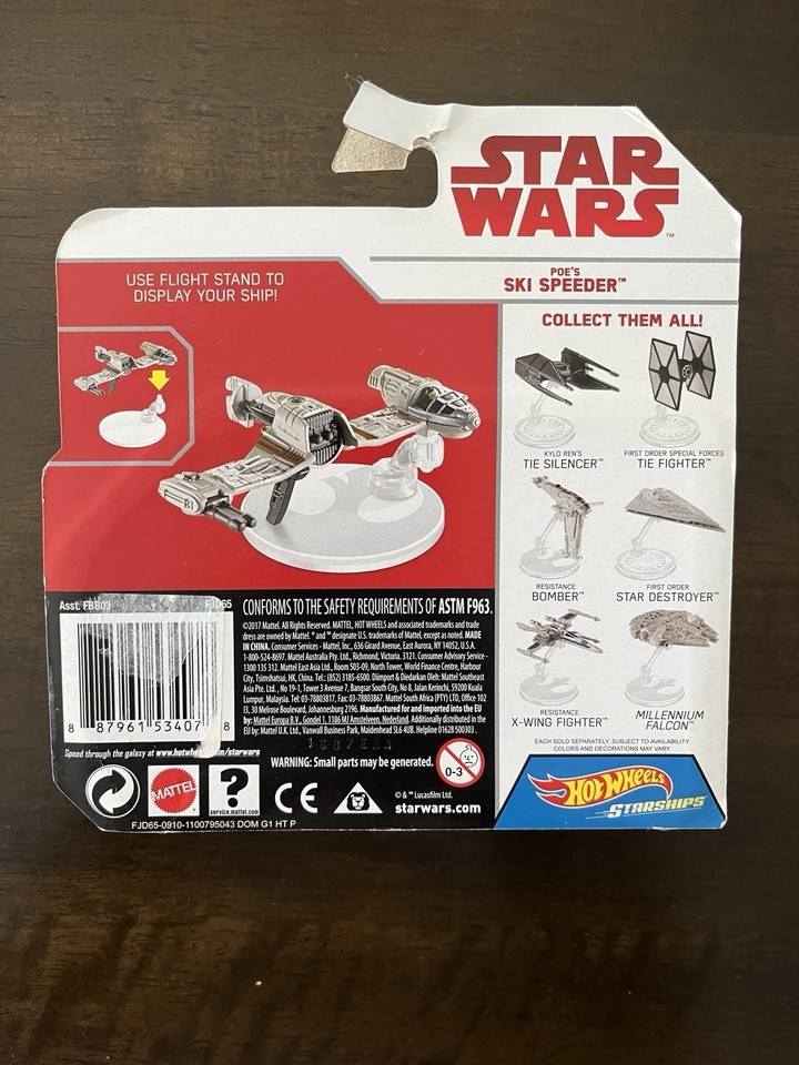 2017 Hot Wheels Star Wars Starships Gli ultimi Jedi Poe's Ski Speeder