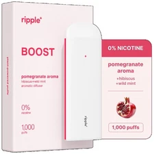 Ripple Pomegranate Diffuser - 1,000 Puffs, 0% Nicotine, + Hibiscus & Wild Mint