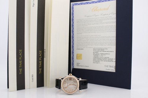 Chopard Happy Sport Auto 18k RG & Steel Factory Diamond Watch 278559-6003 - Picture 12 of 12