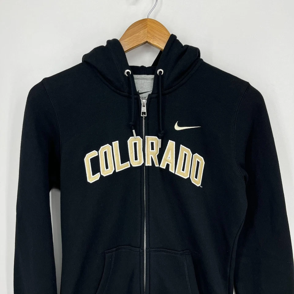 Nike Full Colorado Buffaloes Zip Hoodie Women's Size M Black Gold NCAA Vtg Y2K - Image 2 of 4