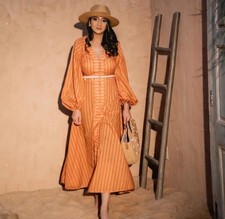 Zimmermann Dress Size 0 / AU 8 / US 4 Edie Striped Midi Cotton-voile Buttoned