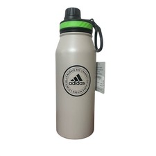 Adidas Stainless Steel Water Bottle in Beige/Tan with Black Design 34oz Ret 34