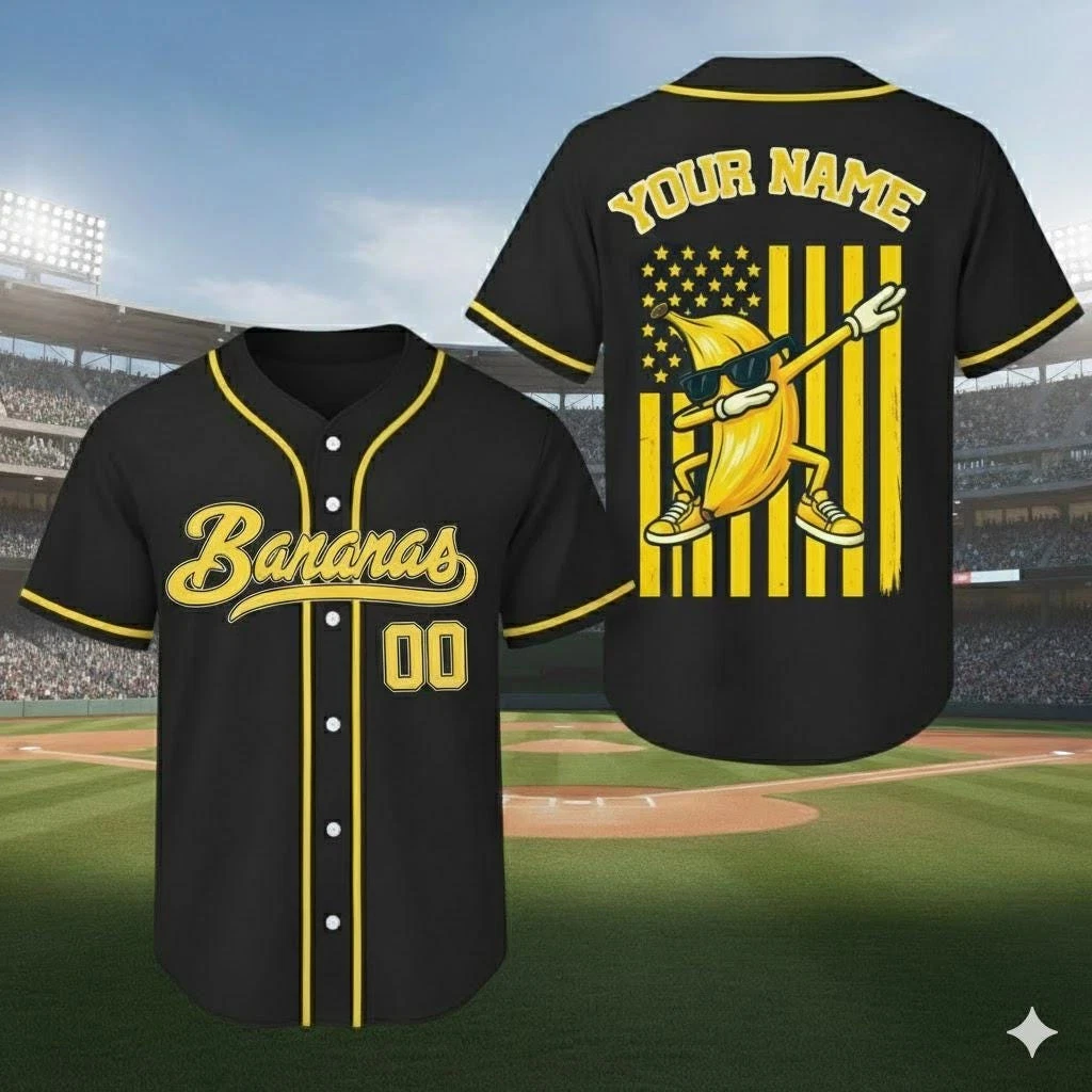 Custom Bananas Baseball Jersey Personalized Name Adult Baseball Jersey Shirt