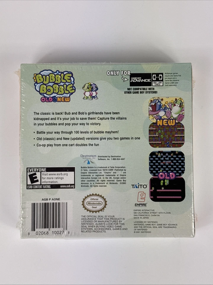 Brand New Sealed Bubble Bobble Old & New Nintendo GameBoy Advance GBA - Image 2 of 4