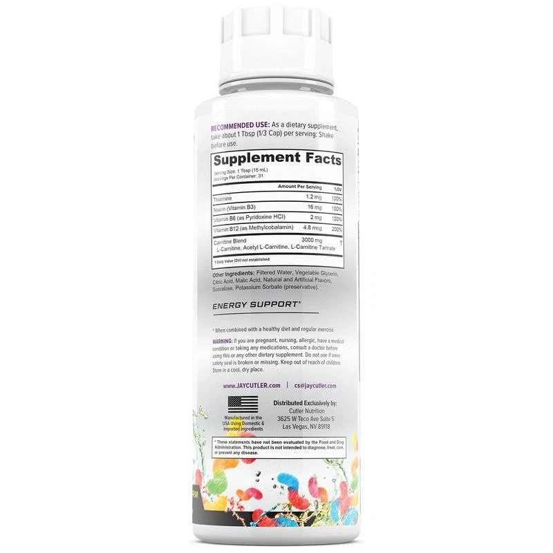 Cutler Nutrition Liquld Carnitine 3000 para energía y recuperación apoyo dieta Fi Foto 4 de 4