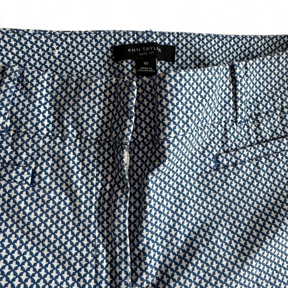 Pantalón de Trabajo Ann Taylor | Pierna Recta | Mujer Talla 10T | Azul y Blanco Foto 3 de 4