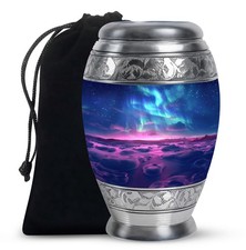 Cosmic Blue Aurora Large Cremation Urn For Ashes Adult Mom  Dad 10 Inch 
