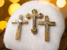 Set of 3 Olive Wood Wall Hanging Crosses with Jesus Crucifix Handmade Holy Land