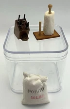 Dollhouse Miniatures Knife Block Potato Sack Paper Towel Roll Holder