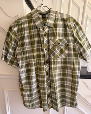 Outdoor Research Men's XL Plaid Short Sleeve Collared Button-Up Shirt Pockets