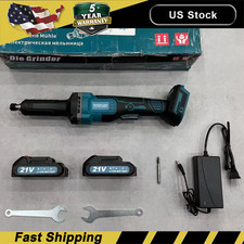 21V Cordless Die Grinder Brushless Motor 26000 RPM 6 Speed 1/4" Collet +2Battery