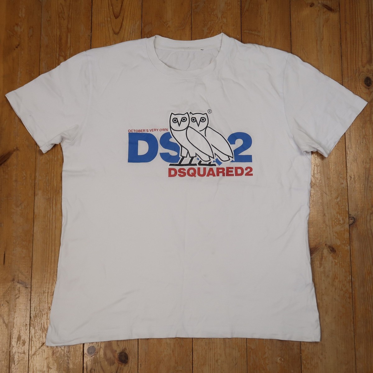 White Dsquared2 Ovo Owl Octobers Very Own Drake Cotton T-Shirt 