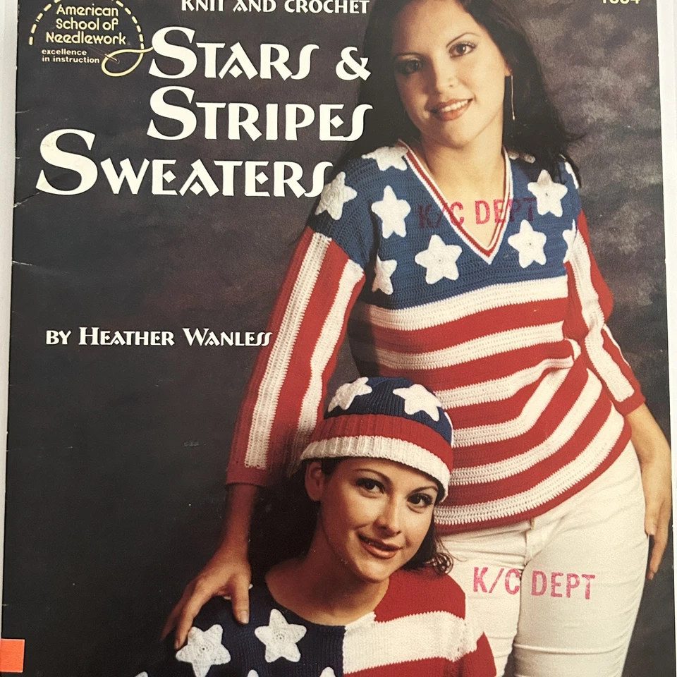 STARS & STRIPES SWEATERS to Knit and Crochet Pattern Booklet 4th of July Flag - Image 2 of 4