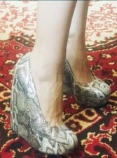 New Size 6.5  Carlos Santana Faux Snake Print Wedge High Heels 