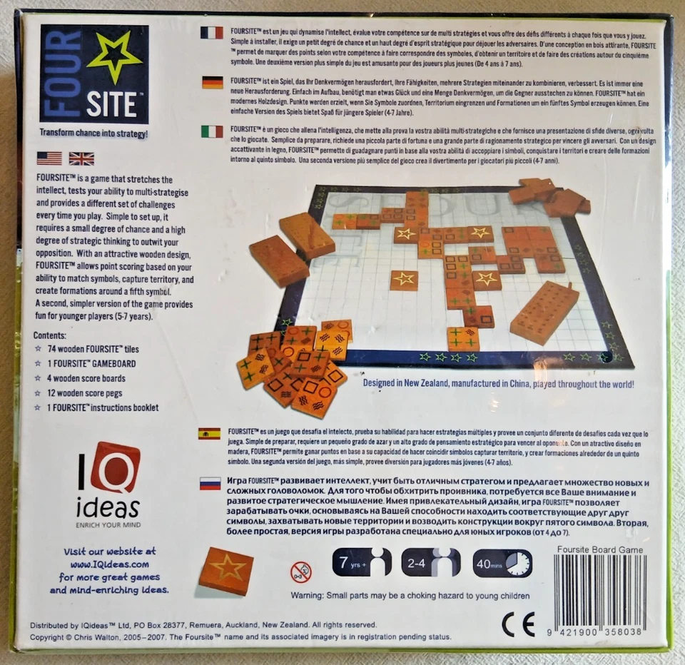 Iqideas Foursite Stratergy Board Game 2-4 Players Age 7+ (2007) New & Sealed - Image 2 of 4