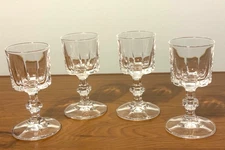 (4) Cut Glass CRYSTAL 2 Ounce ~  4" ~ Stem & Footed CORDIAL GLASSES ~ Clear ~XPO