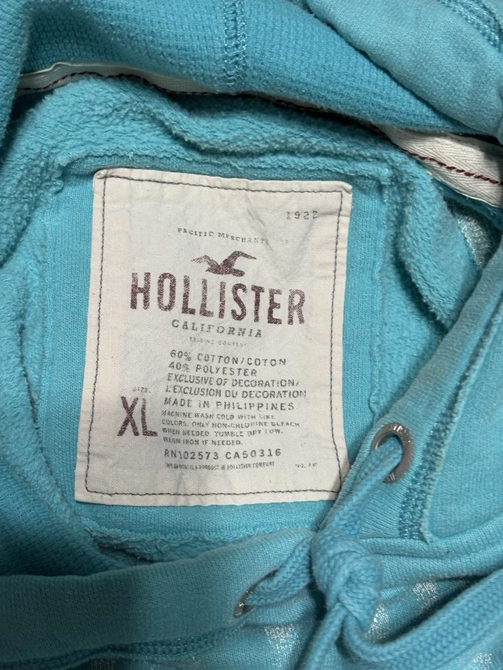 Hollister женщин бирюзовый толстовка с капюшоном Xl длинным рукавом пуловер с капюшоном толстовка логотип - Изображение 3 из 3
