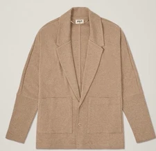 Pact Airplane Relaxed Blazer Sz M Stretch Organic Cotton Beige Heather