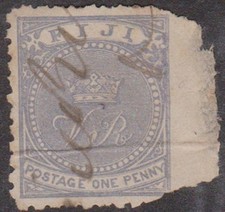(W16) 1871 Fiji1d Blue fiscal variety imp  right side (ZNY23P54)