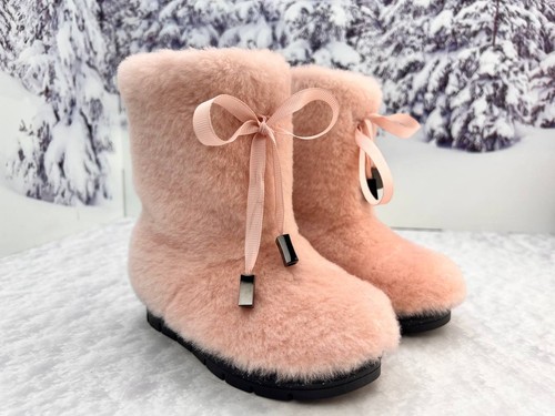 Stivali rosa vera pelle di pecora per ragazze bambini mukluks stivali in pelliccia di pecora - Foto 2 di 11
