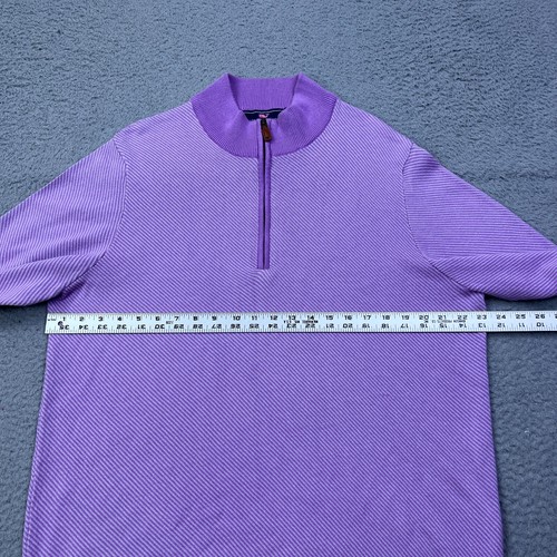 Vineyard Vines 1/4 Zip Pullover Men's L Purple Woven Pima Mock Neck LS Sweater - Picture 5 of 11