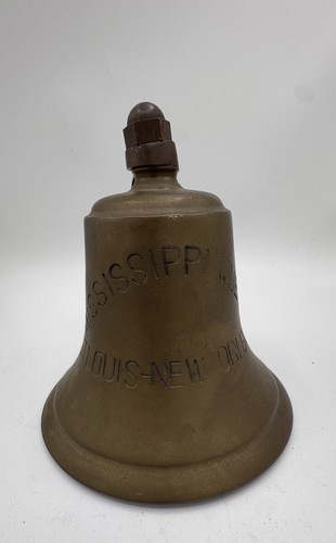 Vintage massive Messing Schiffsglocke 6,5" Mississippi Queen St Louis - New Orleans