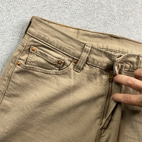 Levis 505 Jeans Mens 30x32 Straight Beige Denim Stretch Preppy Cowboy Western - Picture 13 of 22