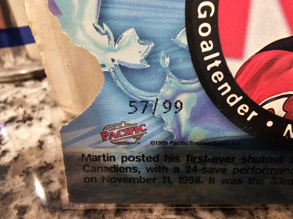 1999 martin brodeur pacific crown royale limited series 57/99 - Image 4 of 4