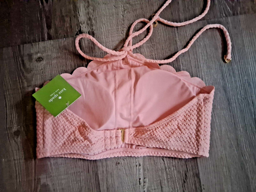 ๐ Kate Spade Scalloped High Neck Aloha Pink Bikini Swimsuit Top Small New - Picture 3 of 6