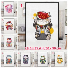 Frosted Window Film Japanese Static Cling Glass Sticker Lucky Cat Retro PVC