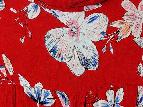 Woman Within Shirtkleid Übergröße 34 W Rollriegelärmel Crinkle Blumen rot fließend - Bild 17 von 19