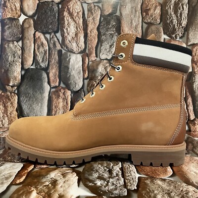 TIMBERLAND MEN'S HERITAGE 6 IN WP BOOT WHEAT NUBUCK W BLACK SIZE