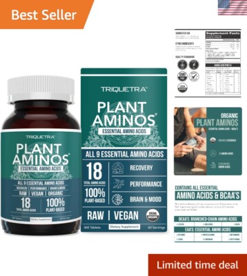 360 Plant-Based Tablets with Complete Amino Acids for Energy & Mood Support