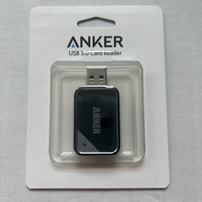 Micro SD Anker USB 3.0 Memory Card Reader AR200 SDXC SDHC SD in BLACK-2 slot