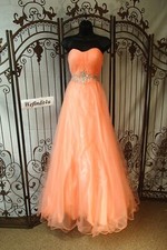 W108 TIFFANY 16102 SZ 2 PEACH 498 BEADED BEAUTIFUL PROM FORMAL DRESS GOWN