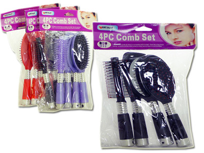 2 Pack 4PC Set Hair Essentials Self Barber Mirror Brush Comb Random Color Picked