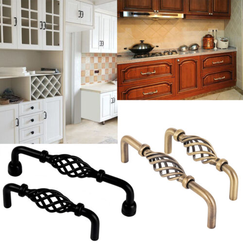 10X 96/128mm Birdcage Twist Spiral Cabinet Door Drawer Handle Pull Black/Bronze - Picture 2 of 16