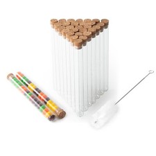 30pcs 35ml Glass Test Tubes 20 x 150mm with Cork Stoppers and Brush for Scien...