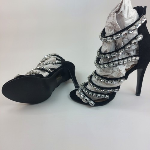 Schwarze High Heels rosa Boutique - mit glänzenden Steinen UK 5 / EU 38 - SR159 - Bild 10 von 14
