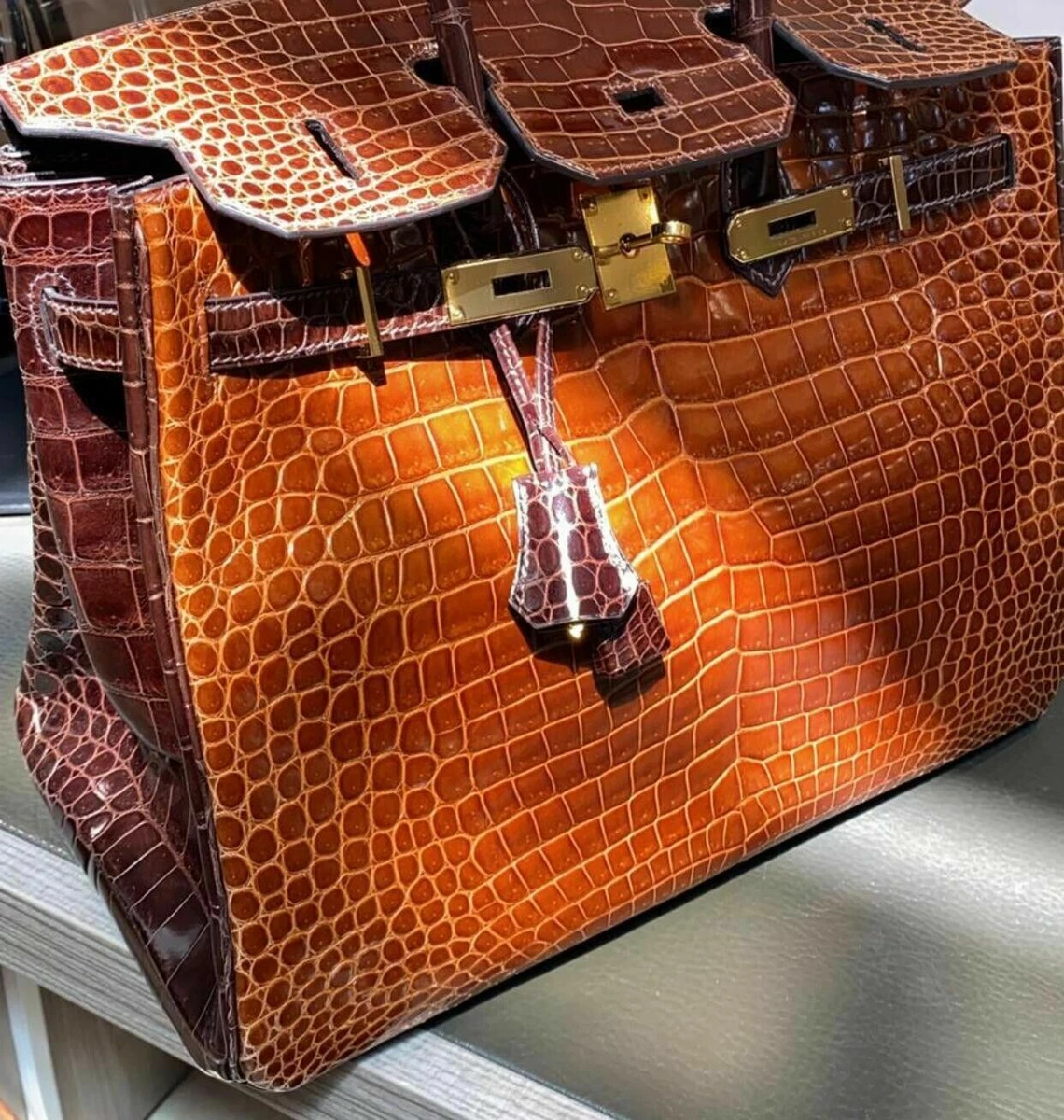 Hermes Crocodile Croco Birkin 35 Bag Women's Bag Handbag Gold