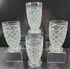 4 Anchor Hocking Waterford Clear 10 Oz Tumblers Set Vintage Etch Depression Lot