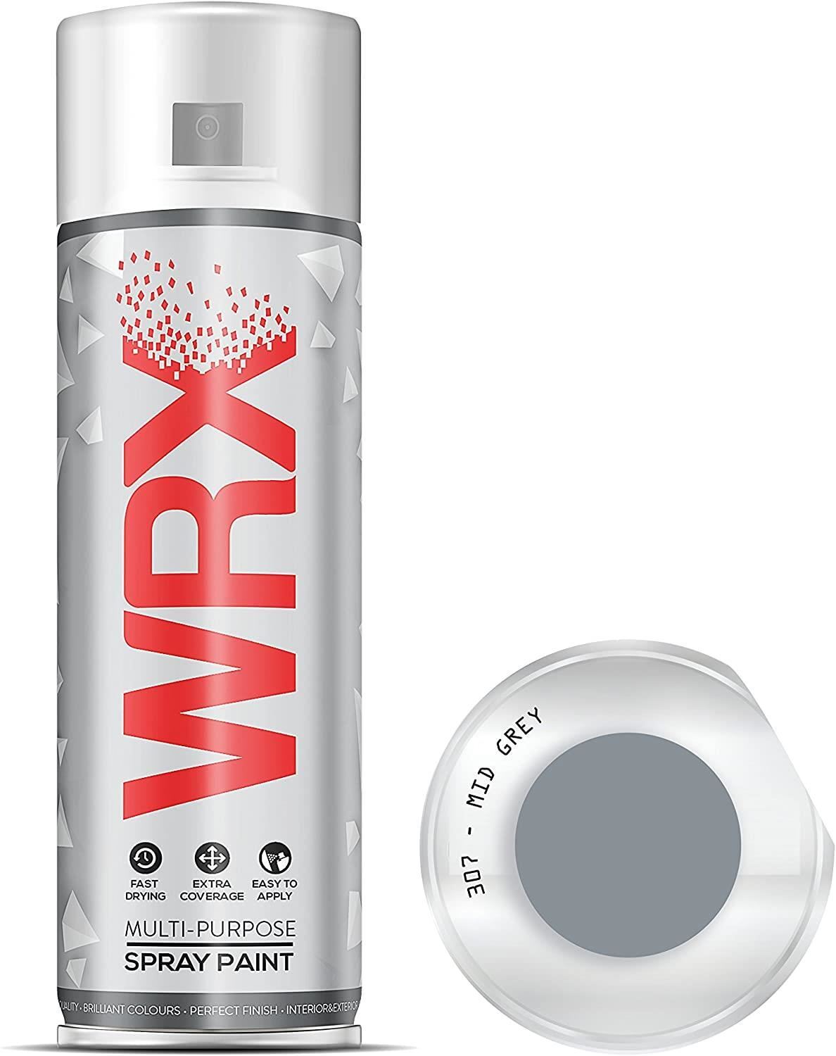 WRX Mid Grey 307 Aerosol Spray Paint Multi Purpose Solvent Based Acrylic 400ml