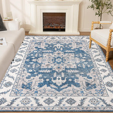 8X10 Area Rugs for Living Room - Machine Washable Navy Blue