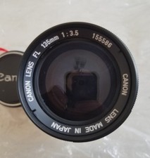 Canon FL 135mm 1/3.5 Manual Focus Lens Japan with leather case